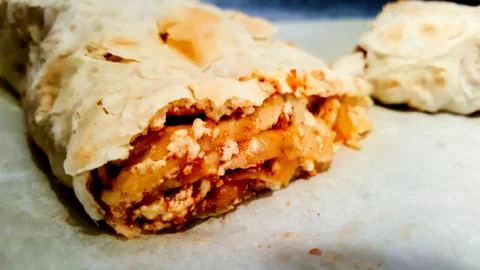 Roll with fruit. Stock Photos