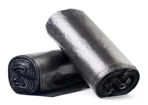 Roll of garbage bags on a white background. Isolated Stock Photos