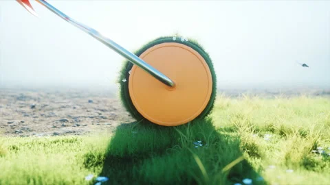 A roll of grass on the earth with butterflies. Brush of grass. Ecology concept Video stock 89149832