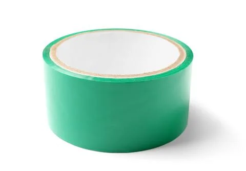 Roll of green electrical insulation tape with a cardboard core, isolated on a Stock Photos