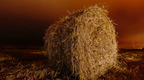 Roll of hay close-up Stock Footage