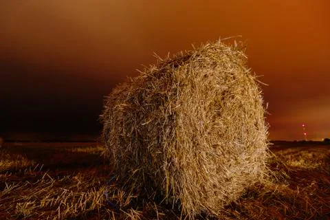 Roll of hay close-up Stock Photos