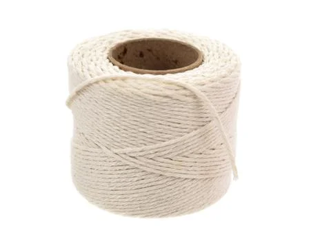 Roll of hemp string isolated on white Stock Photos