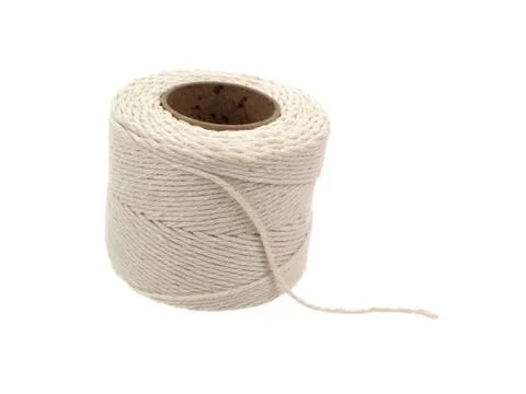 Roll of hemp string isolated on white Stock Photos