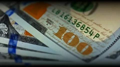 Roll of Hundred Dollar Bills, Blur Effect, Business Background, Money, Banknotes Stock Footage 301568483