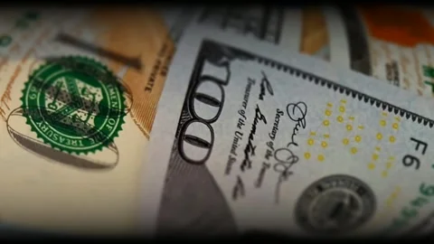 Roll of Hundred Dollar Bills, Blur Effect, Money, Business Background, Banknotes Stock Footage 301568547