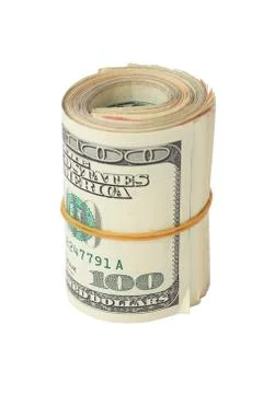 Roll of hundred dollars Stock Photos