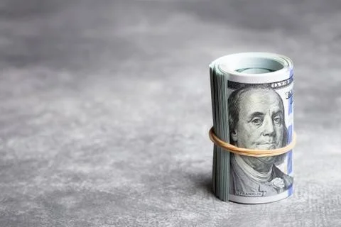 Roll of hundred dollars. Stock Photos