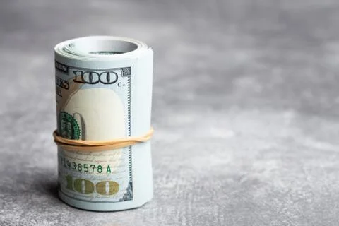 Roll of hundred dollars. Stock Photos
