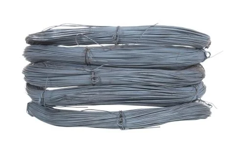Roll of iron wire, close up , isolate on white background 写真素材