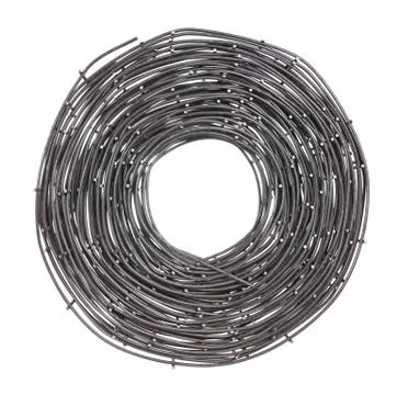 Roll of iron wire, close up , isolate on white background Stock Photos