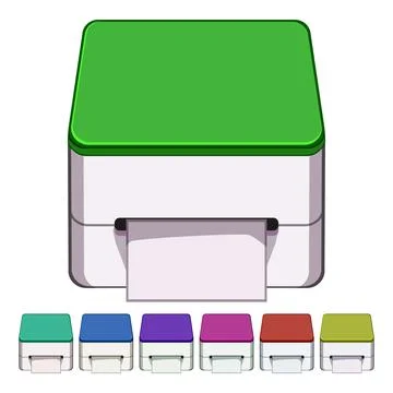 Roll label printer cartoon vector graphic Stock Illustration