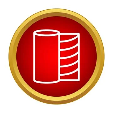 Roll of material on red round button icon Stock Illustration