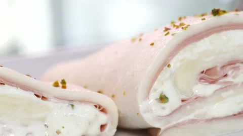 Roll mozzarella ham and cheese 스톡 동영상 130910645