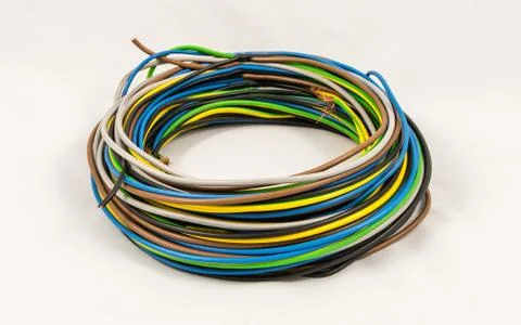 Roll of multicolored electric cables Stock Photos