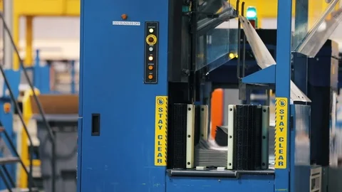 Roll offset print machine in a large print shop for production of newspapers. Stock Footage 112213057