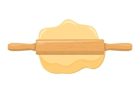 Roll out dough with rolling pin. Illustrazione stock
