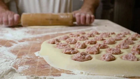Roll out a dough sheet Video stock 80044043