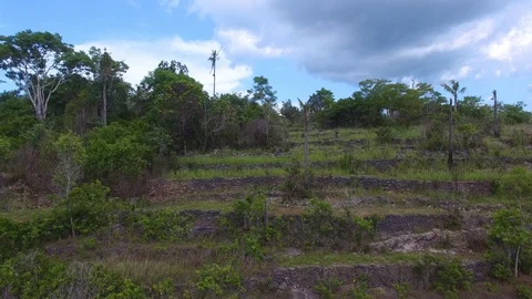 Roll over a cascade hill towards a panoramic view Stock Footage 111777191