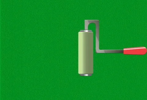 Roll of paint on a green grass Stock Illustration