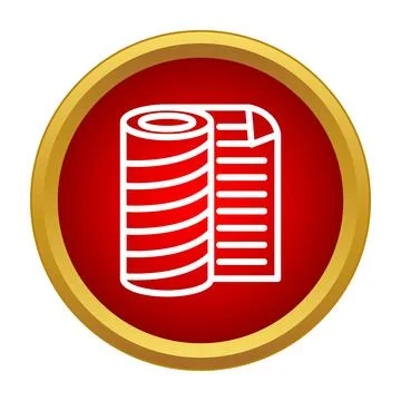 Roll of paper icon in red circle button Illustrazione stock