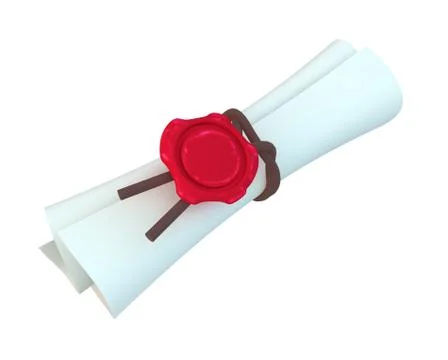 Roll of paper with red stamp Stock Illustration