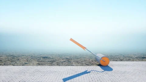 A roll of paving slab. Brush of paving slab. Building concept. Realistic 4K Stock Footage 89152359