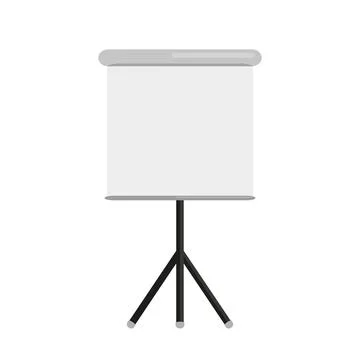 Roll up projector screen blank tripod white flat Stock Illustration