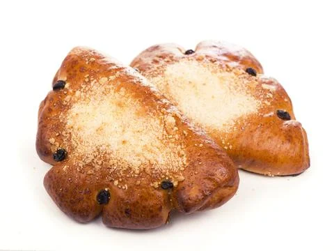 Roll with raisin on a white background Stock Photos