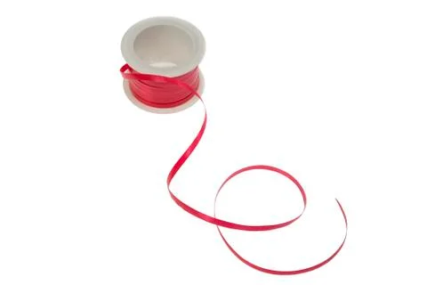 Roll of red ribbon Stock Photos