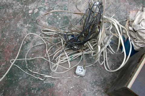 Roll of removed electric cable Photos