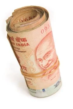 Roll of rupees Stock Photos