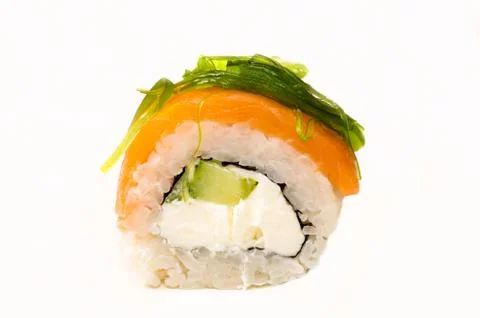 Roll with seaweed closeup Stock Photos
