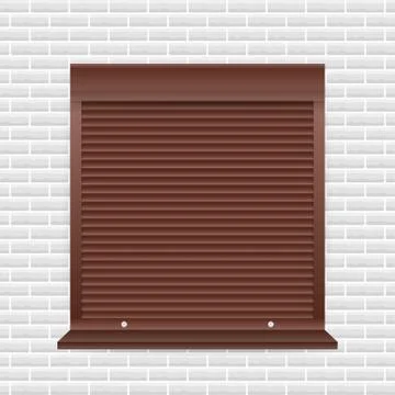 Roll up shutter on white backgroun. vector illustration. Stock Illustration