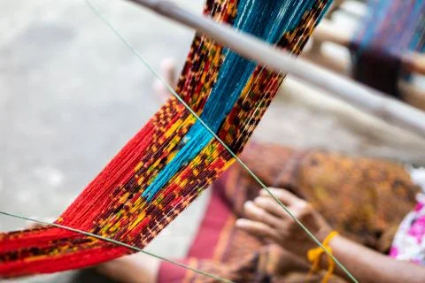 The roll silk of thread. Foto stock