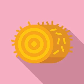 Roll stack nature icon flat vector. Haystack grass food Stock Illustration