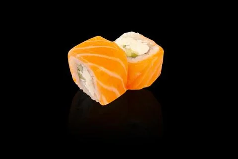 Roll, sushi with fish on a white background Foto stock