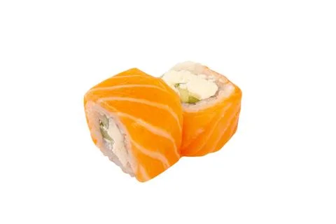 Roll, sushi with fish on a white background Foto stock