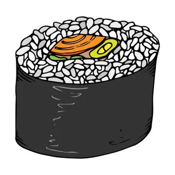 Roll sushi icon. Vector illustration japanese food sushi roll. Hand drawn sus Stock Illustration