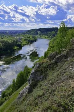 Roll on the Sylva River at the foot of the Ice Mountain in the city of Kungur Stock Photos