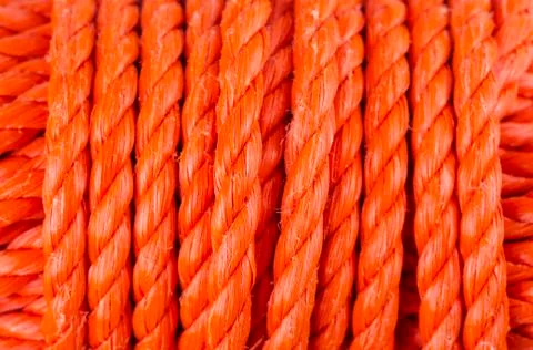 Roll texture of red nylon rope. Stock Photos