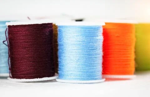 The roll of thread on background,show texture of thread,for needlework,craft, Foto stock