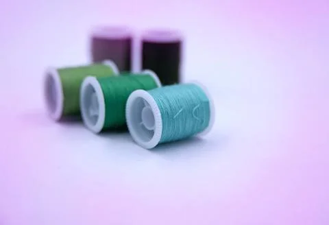 Roll of thread put on white background,show texture,for needle work 스톡 사진