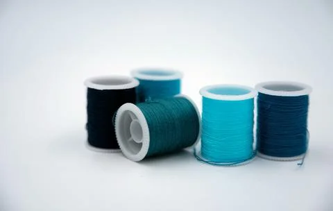 Roll of thread put on white background,show texture,for needle work 스톡 사진