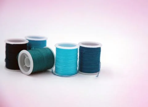 Roll of thread put on white background,show texture,for needle work 写真素材
