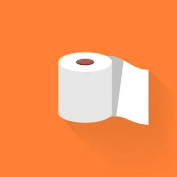Roll tissue paper in flat style. Toilet paper flat icon on isolated white bac Stock Illustration