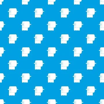 Roll of toilet paper on holder pattern seamless blue Stock Illustration