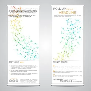 Roll up, vertical banner for presentation and publication. Abstract background Stock Illustration