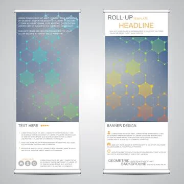 Roll up, vertical banner for presentation and publication. Abstract background Stock Illustration