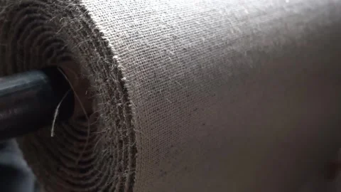 Roll Of Woven Carpet Backing On Loom Stock Footage 339222734